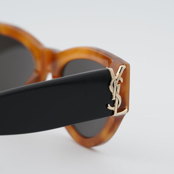 Saint Laurent SL M94 007 Sunglasses Havana Cat Eye Frame, Black Lenses - Picture 10 of 11